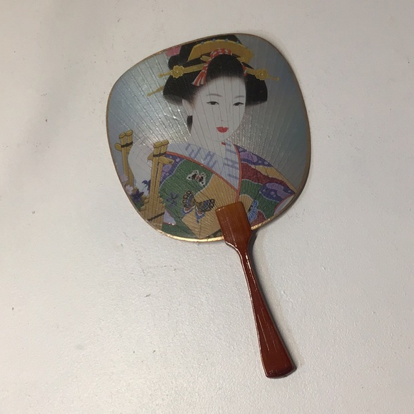 Japanese hand fan paper bamboo varnished handle Costume /use/display Geisha - Picture 9 of 11